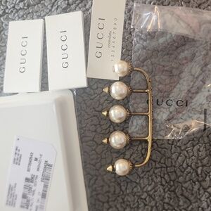 New Gucci 5 pearl bronze ring